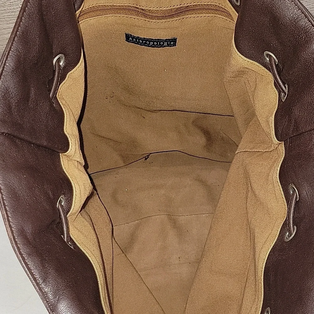 Anthropologie Elegant Brown Studded Leather Tote Bag